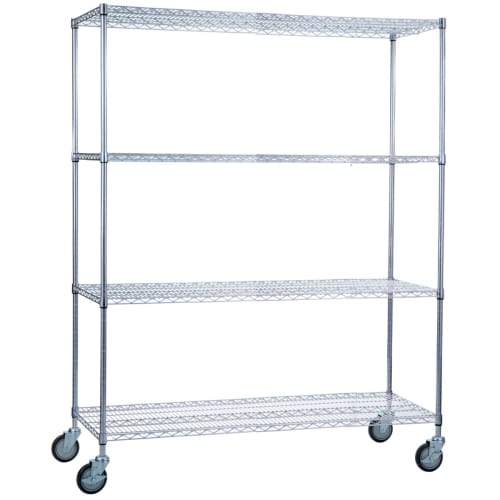 R&B Wire Rolling Wire Shelving Cart 24 x 60 x 78 With Wire Shelves